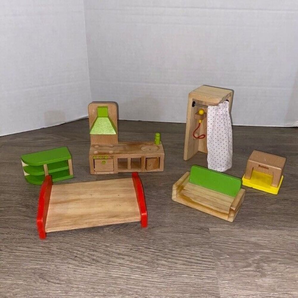 Wooden Dollhouse Furniture Bedroom Bathroom Kitchen Brybelly READ